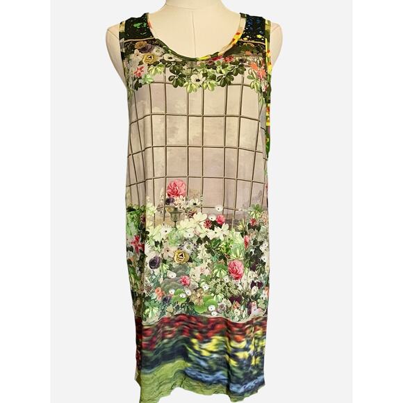 LEITMOTIV Dress Small 40 Floral Garden Fairy Art To Wear Luxury Rich Mom Italy